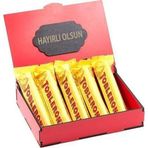 Sevdiklerinize Özel Kırmızı Ahşap Hediye Kutusunda 5 Adet Toblerone ( Hayırlı Olsun Yazılı )