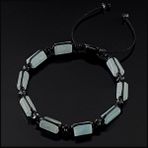 Seven Art Jewelry Doğal Taş Bileklik, Akuamarin ve Hematit Bileklik, Erkek Bileklik, Kadın Bileklik, Hediye Bileklik - 17 cm