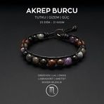 Seven Art Jewelry Doğal Taş Bileklik, El Yapımı Akrep Burcu Bohem Bileklik – Obsidyen, Lal, Oniks, Labradorit, Ametist