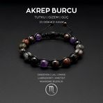 Seven Art Jewelry Doğal Taş Bİleklik, El Yapımı, Akrep Burcu Makrome Bileklik – Obsidyen, Lal, Oniks, Labradorit ve Am