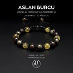 Seven Art Jewelry Doğal Taş Bileklik, El Yapımı Aslan Burcu Makrome Bileklik – Sitrin, Lal ve Pirit Taşlı