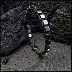 Seven Art Jewelry Doğal Taş Bileklik, Gri Hematit Küp, Ayarlanabilir Makrome Bileklik, Erkek Bileklik, Kadın Bileklik - 15 cm