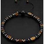 Seven Art Jewelry Doğal Taş Bileklik, Küp Kaplan Gözü, Akik Taşı ve Hematit Taşı Bileklik, Erkek Bileklik, Kadın Bilek