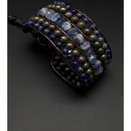 Seven Art Jewelry Doğal Taş Bileklik, Lapis Lazuli, Akuamarin, Kyanit, Sodalit, Pirit Taşı Bileklik, Kadın Bileklik, E