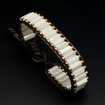 Seven Art Jewelry Doğal Taş Bileklik, Sedef ve Hematit Taşı Silindir Bileklik, Erkek Bileklik, Kadın Bileklik