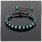 Seven Art Jewelry Doğal Taş Bileklik,turkuaz Bileklik, Firuze Taşı Bileklik, Kadın Bileklik, Erkek Bileklik, Ayarlanabilir Bileklik - 20 cm - Siyah - Mavi