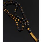 Seven Art Jewelry Doğal Taş Kolye, Kaplan Gözü Uçlu Bohem Kolye, Oniks Kolye, Erkek Kolye, Kadın Kolye