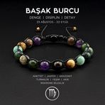 Seven Art Jewelry El Yapımı Başak Burcu Makrome Bileklik – Yeşim, Amazonit, Jasper, Ametist, Akik ve Turmalin Taşı