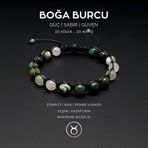 Seven Art Jewelry El Yapımı Boğa Burcu Makrome Bileklik – Zümrüt, Akik, Pembe Kuvars, Yeşim ve Aventurin Taşlı