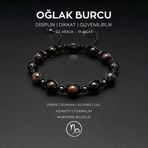 Seven Art Jewelry El Yapımı Oğlak Burcu Makrome Bileklik – Oniks, Dumanlı Kuvars, Lal, Hematit ve Turmalin Taşlı