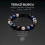 Seven Art Jewelry El Yapımı Terazi Burcu Makrome Bileklik – Lapis Lazuli, Pembe Kuvars, Akik ve Aventurin Taşlı