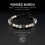 Seven Art Jewelry El Yapımı Yengeç Burcu Bohem Bileklik – Ay Taşı, Akuamarin, Kuvars ve Selenit Taşlı