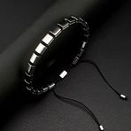 Seven Art Jewelry Hematit Gümüş Renk Doğal Taş Kanallı Makrome Bileklik – El Yapımı Şık ve Ayarlanabilir Tasarım