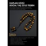 Seven Art Jewelry Orijinal Doğal Taş 8mm Kaplan Gözü 33'lü Tesbih, Erkek Hediye, El Yapımı Tesbih (Ayarlanabilir İmame