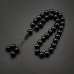 Seven Art Jewelry Orijinal Doğal Taş 8mm Siyah Akik 33'lü Tesbih, Erkek Hediye, El Yapımı Tesbih (Ayarlanabilir İmame)