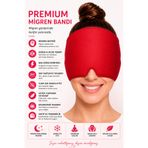 SEVENHILLSTURKEY Premium Mıgren Bandı Soğuk Sıcak Kompres Başlığı, Baş Ağrısı ve Mıgren Rahatlatıcı Jel Buz Paketi, Çift Katmanlı Terapi Maskesi, Işık Engelleyici Uyku Bandı (KIRMIZI)