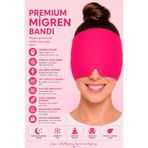 SEVENHILLSTURKEY Premium Mıgren Bandı Soğuk Sıcak Kompres Başlığı, Baş Ağrısı ve Mıgren Rahatlatıcı Jel Buz Paketi, Çift Katmanlı Terapi Maskesi, Işık Engelleyici Uyku Bandı (PEMBE)