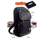 SEVENTEEN 18X30 CM Çapraz Sırt Omuz Göğüs Su Geçirmez Askılı Unisex Sport Cüzdan Hediyeli Sarı Şeritli Siyah Çanta 4926 (HEDİYELİ)