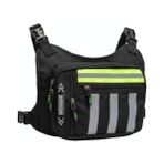 Seventeen Motosiklet ve Bisiklet Kullanıcıları Için Unisex Reflektörlü 3 Bölmeli Göğüs Çantası - Standart - Siyah