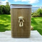 Sever Bambu Peluşlu Çamaşır Sepeti - 40 x 30 x 60 cm - Açık Kahverengi