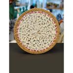 Sever Krem Kırmızı Sedefli Rattan Supla/dekoratif Tepsi 32CM - Renkli - YOK