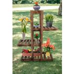 Severale Doğal Ahşap Dekoratif Balkon Bahçe Çiçeklik Saksı Standı Saksılık 90 cm X 65 cm