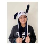 Sevgi Aksesuar Kulakları Hareketli Panda Şapka Peluş Oyun Arkadaşı Siyah Beyaz
