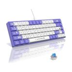 Sevgi Butik AK680 65% Kablolu Hotswap Mekanik Oyun Klavyesi,68 Tuşlu Taşınabilir Anti-Ghosting Klavye,gökkuşağı Arkadan Aydınlatmalı Programlanabilir,ergonomik,kahverengi Mor Beyaz, Anahtar-Mavi - Option-1 - Acı Kahverengi