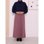 Sevgi Butik Beli Bağcıklı Lastikli Çift Cepli Penye Etek - Lila - 40