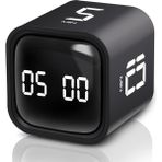 Sevgi Butik Gt-1 Pomodoro Zamanlayıcı Küp, Flip Timer, Öğrenci Ders Çalışma Saati, 5/10/30/60 Dk & Özel Geri Sayım, USB Şarjlı, Sessiz/titreşimli Alarm, Mutfak Kronometresi - Siyah - 01-Siyah