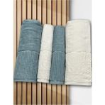 Sevgi Hamam Takımı 4 Parça Krem - Petrol - 80 x 150 cm