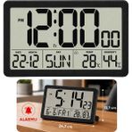 Sevgift Siyah Dijital Masa ve Duvar Saati| Geniş LCD Ekran | Sıcaklık ve Nem Ölçer Göstergeli