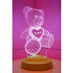 Sevgilambası 3D Ayı Teddy Hediyesi 3 Boyutlu Led Lamba