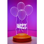 Sevgilambası 3D Happy Birthday Hediyesi Doğum Günü Hediyesi Balon 3 Boyutlu Led Lamba