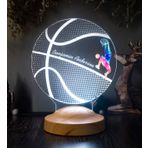 Sevgilambası Basketbol Severlere Hediye, İsimli Basketbolcu Hediyesi 3D Led Lamba, Basketbol Topu