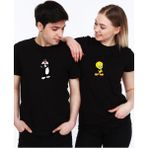 Sevgili Kombini Baskılı Unisex Tişört (Tek Adet Fiyatıdır. Kombin Için Ayrı Ayrı Sipariş Veriniz) - 2XL - Siyah