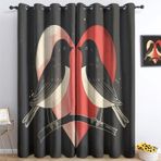 Sevgililer Günü Aşk Kuşu Karartma Perdeleri - Isı Yalıtımlı Opak Delikli Pencere Uygulamaları Yatak Odası, Oturma Odası, Çocuk Odası için - 167,6 cm x 228,6 cm 2'li Set, Enerji Tasarrufu