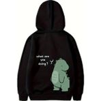 Sevgililer Günü Baskılı Oversize Kapüşonlu Sweatshirt Hoodie - Siyah - M