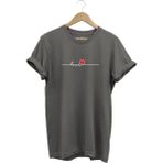 Sevgililer Günü Hediyesi Love Yazı Baskılı Kalpli %100 Pamuk Regular Fit Bisiklet Yaka T-Shirt - Gri