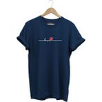 Sevgililer Günü Hediyesi Love Yazı Baskılı Kalpli %100 Pamuk Regular Fit Bisiklet Yaka T-Shirt - Lacivert