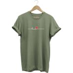 Sevgililer Günü Hediyesi Love Yazı Baskılı Kalpli %100 Pamuk Regular Fit Bisiklet Yaka T-Shirt - XL - Haki