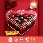 Sevgililer Günü Kalpli Kutu 8’li Kapaklı, Mika Sert Plastik Şeffaf Hediye Kutusu, 300 cc Çikolata, Tatlı, Lokum, Şekerleme, Kuruyemiş - 8 Adet