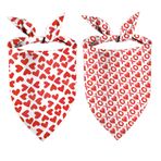 Sevgililer Günü Köpek Bandanaları, XOXO I Love You Çift Taraflı 2'li Paket Tatil Köpek Bandanaları, Kırmızı Kalp Köpek Fular Hediyeleri (01)