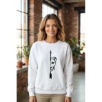 Sevgililer Günü Özel Bisiklet Yaka Aslan Baskılı Oversize Sweatshirt - Beyaz 8506067