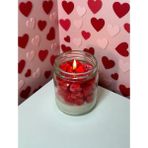 Sevgililer Günü Özel Kırmızı Kalpli Soya Wax Mum - Doğal Kokulu Dekoratif Hediyelik Mum - Beyaz - Pembe