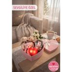 Sevgililer Günü Özel Romantik Aşk Kutusu Işıklı Kar Küresi 3'Lü Peluş Ayıcık Işıklı Kalp Hediye Seti