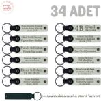 Sevgiliye Doğum Günü Hediyesi, Kişiye Özel Isimli Anahtarlık 34' Lü Set, Beyaz & Lacivert