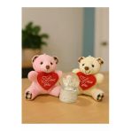 Sevgiliye Eşe Özel Günlere Hediye 2 Adet Sevimli Mini Peluş Ayıcık Ve Mini Melek Kar Küresi Set
