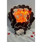 Sevgiliye Özel Kalp LED Işıklı Romantik Peluş Ayıcık Buketi - Beyaz - 10