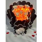 Sevgiliye Özel Kalp Led Işıklı Romantik Peluş Ayıcık Buketi